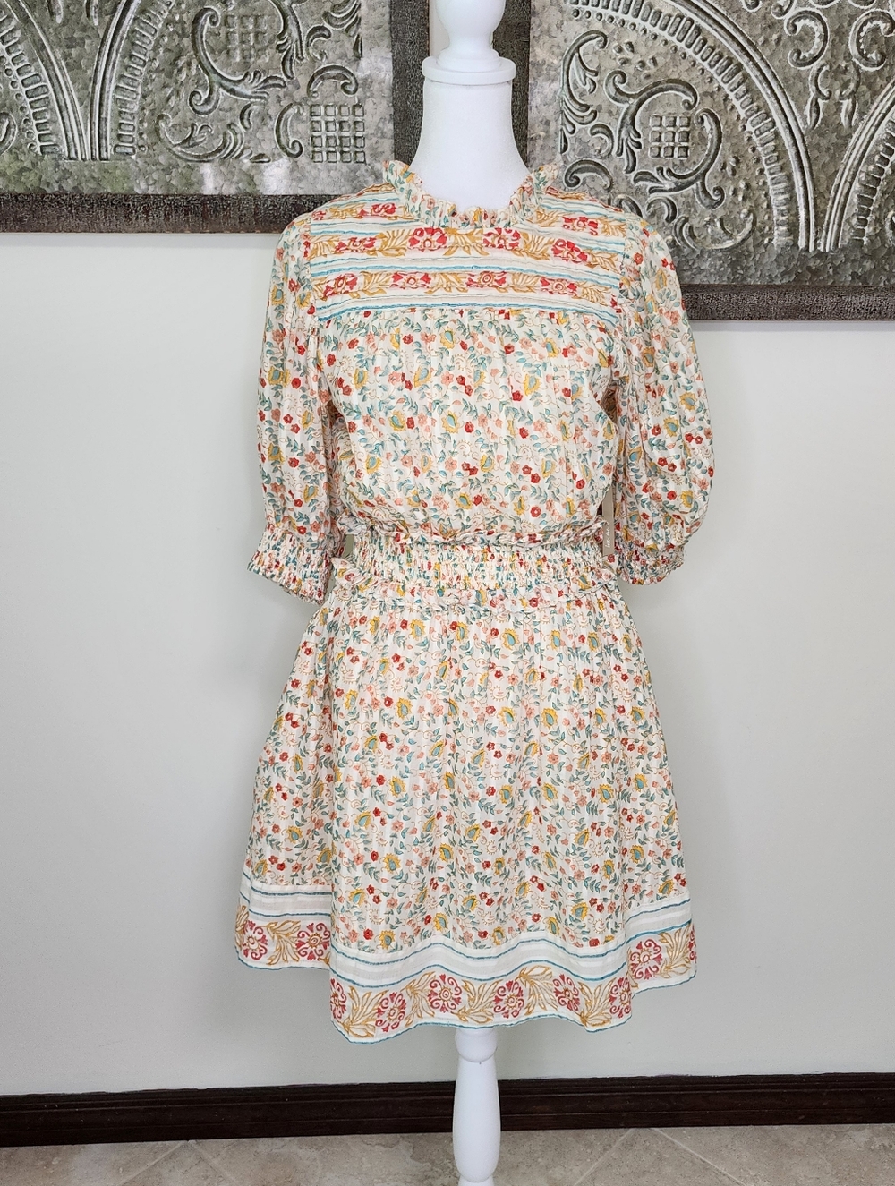 Cleobella Dallas Floral Tie-Back Mini Dress Medium Organic Cotton Cottagecore - Picture 5 of 16